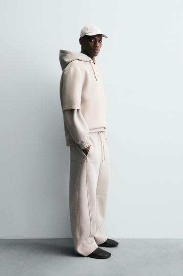 NEOPRENE-EFFECT BALLOON FIT TROUSERS - Stone by Zara