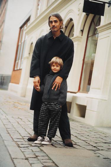 PANTALON BAGGY À CARREAUX - Noir de Zara