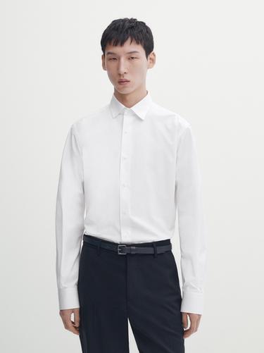 Zara Slim fit 100% cotton poplin shirt - White