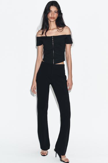 Zara 平口針織馬甲上衣 - 黑色 - 圖片 0