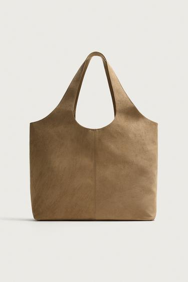 LEATHER TOTE BAG - Sand Brown by Zara