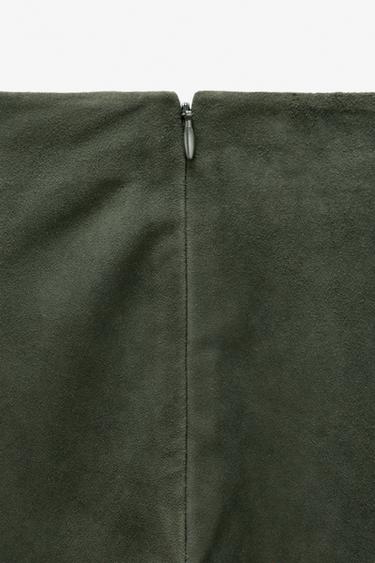 LIMITED EDITION MINIMAL SUEDE LEATHER SKIRT - Dark green by Zara - Image 6