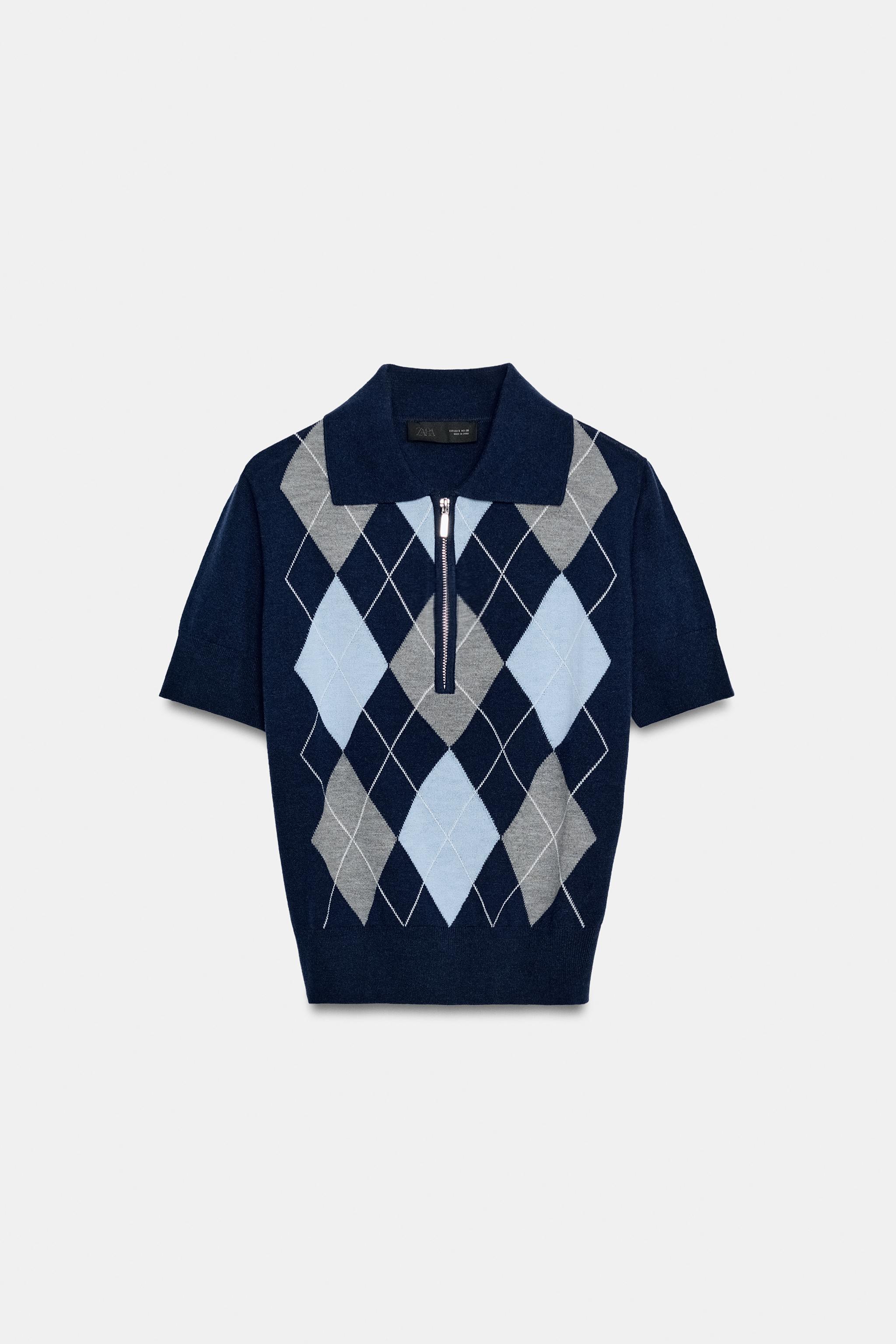Zara DIAMOND KNIT POLO SHIRT — фото 5