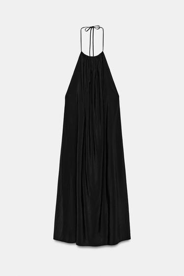 فستان هالتر انسيابي - أسود by Zara - Image 0