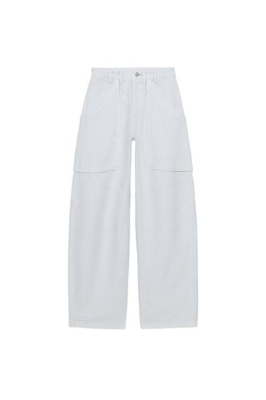 PANTALÓN CARGO ZW COLLECTION - Azul claro de Zara