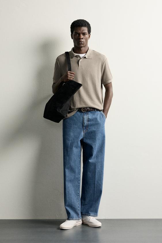 POLO REGULAR FIT JACQUARD RAYAS - Tostado de Zara - Imagen 0
