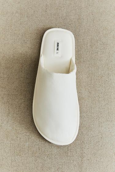 Zara TECHNICAL FABRIC MULE SLIPPERS - 白色
