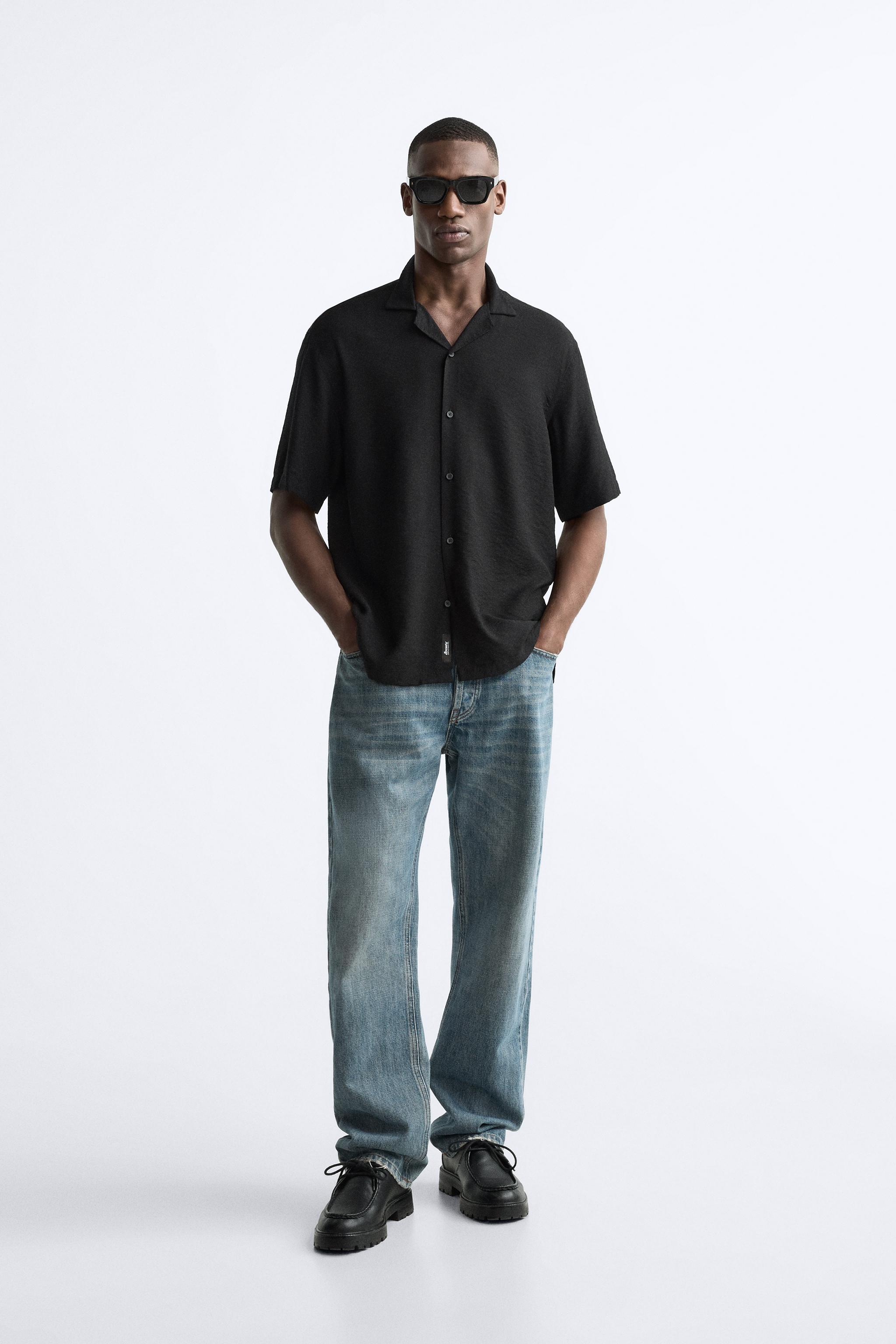 STRUCTURED VISCOSE BLEND SHIRT - Black | ZARA United States