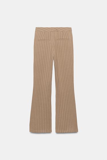 ZW COLLECTION FLARE STRIPED TROUSERS - Pale pink by Zara - Image 6