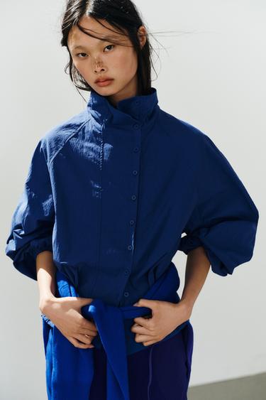 VESTE EN TISSU TECHNIQUE À BOUTONS - Bleu roi de Zara - Image 3