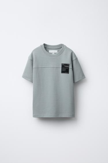 ENSEMBLE T-SHIRT ET BERMUDA INTERLOCK ÉTIQUETTE - Bleu clair de Zara - Image 1