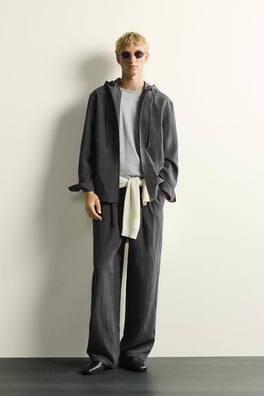 PANTALÓN FLUIDO RELAXED FIT RAYAS - Gris antracita de Zara - Imagen 0