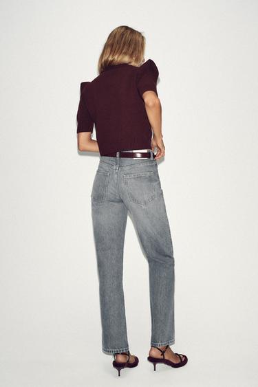 SHORT SLEEVE KNIT TOP - Maroon by Zara - Image 2