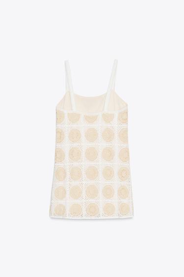 CROCHET SHORT DRESS - ecru-white by Zara - Image 6