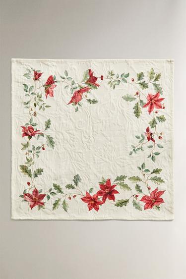 LOT DE SERVIETTES JACQUARD FLEURS DE NOËL (LOT DE 2) - Verdâtre de Zara - Image 1