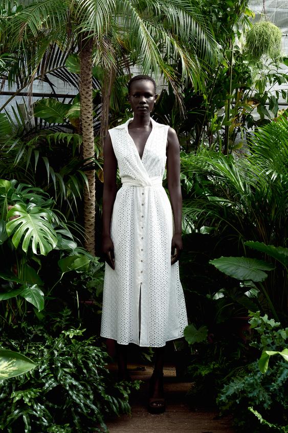 Vestidos Compridos - Zara - Mulher: mangas, estampados, brancos