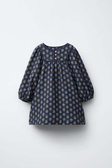 Zara FLORAL PRINT DRESS - Blue