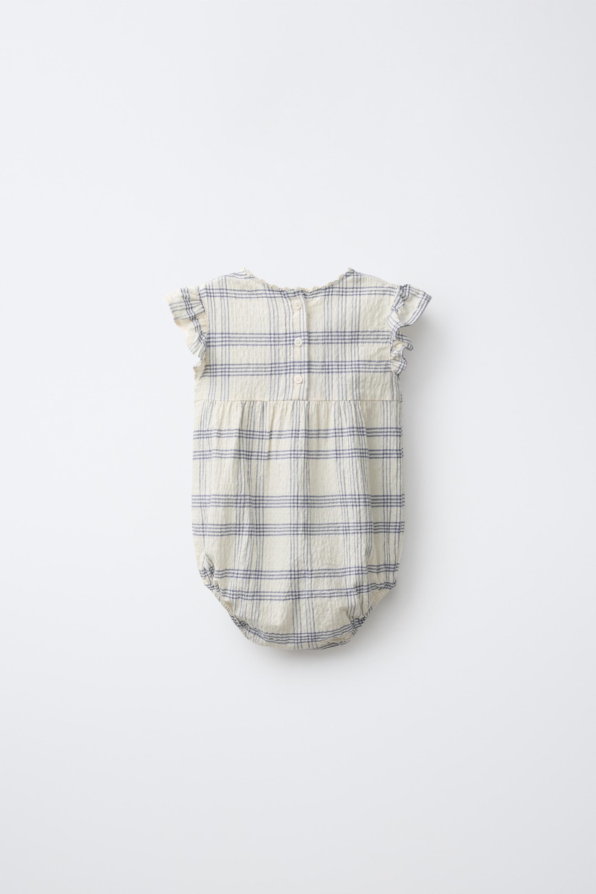 EMBROIDERED CHECKED ROMPER
