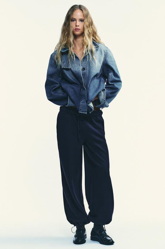 BASIC STRAIGHT-LEG PLUSH PANTS WITH ADJUSTABLE HEM