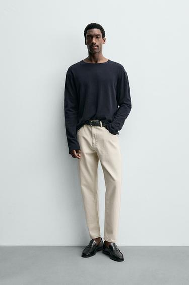 SLIM TAPERED FIT JEANS - Ecru by Zara