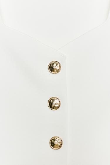 TOP PÉPLUM À BOUTONS - Blanc cassé de Zara - Image 8