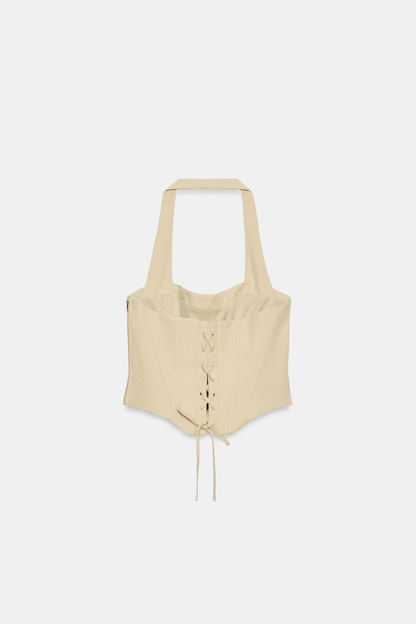 Корсет, завязка на шее — Zara, цвет: Бежевый — фото 6