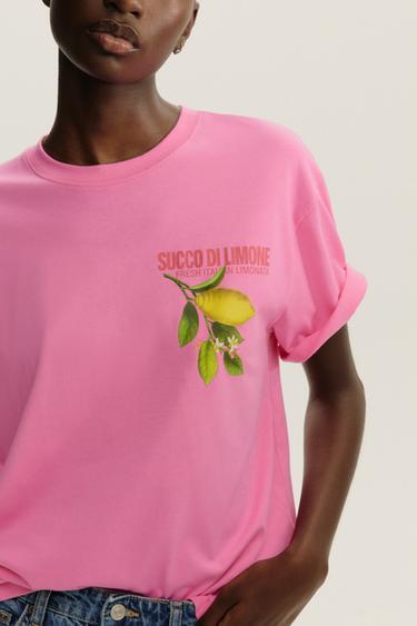 T-SHIRT IMPRIMÉ CITRONS - Fuchsia de Zara - Image 2
