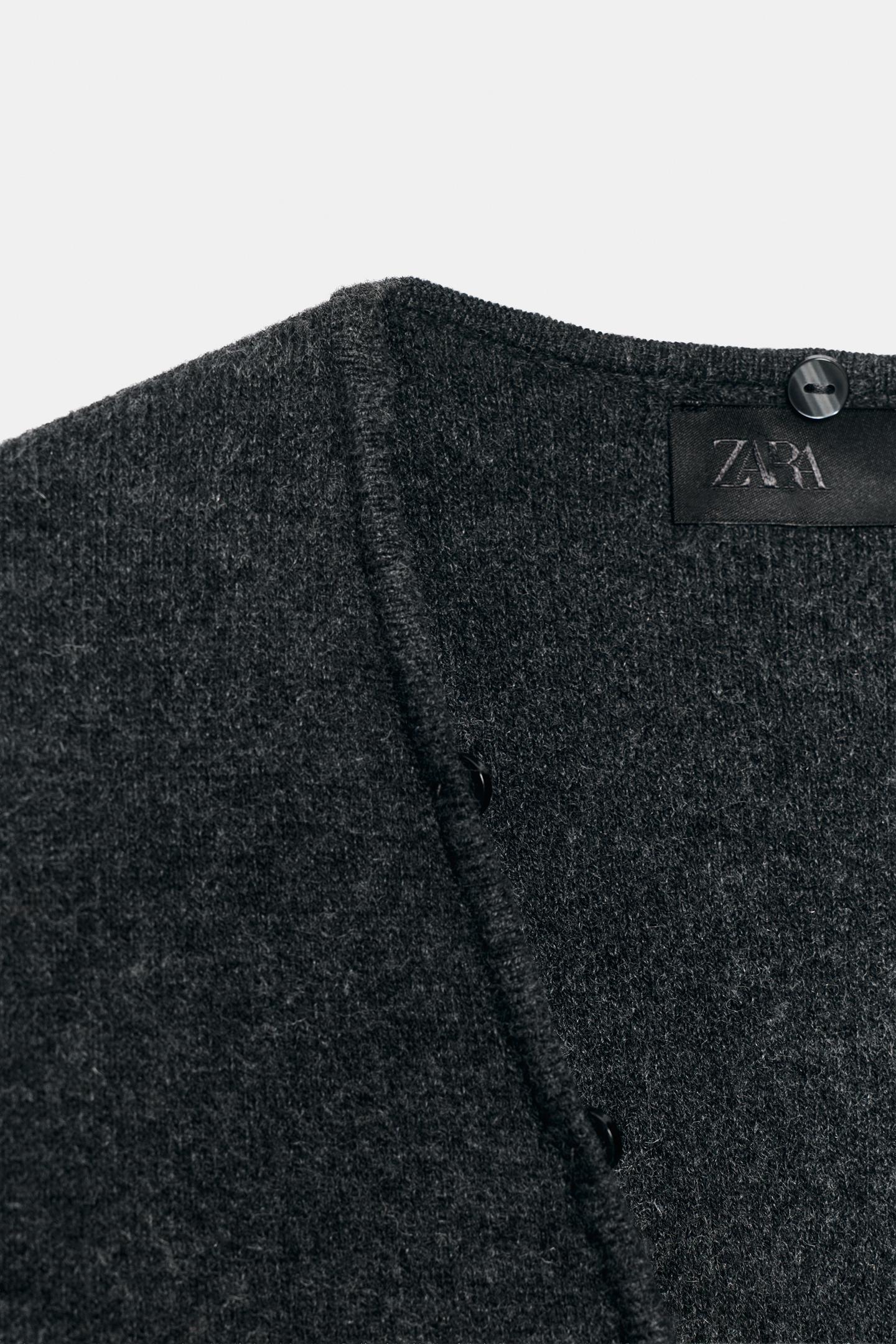 Женский кардиган Zara Cardigan with Detachable Lapel, цвет: Антрацитовый серый — фото 11