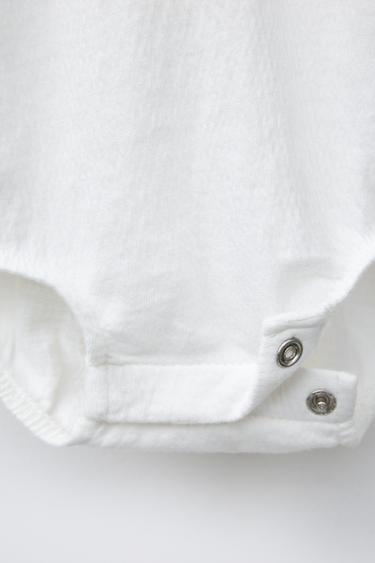 EMBROIDERED COLLAR BODYSUIT - Light ecru by Zara - Image 2