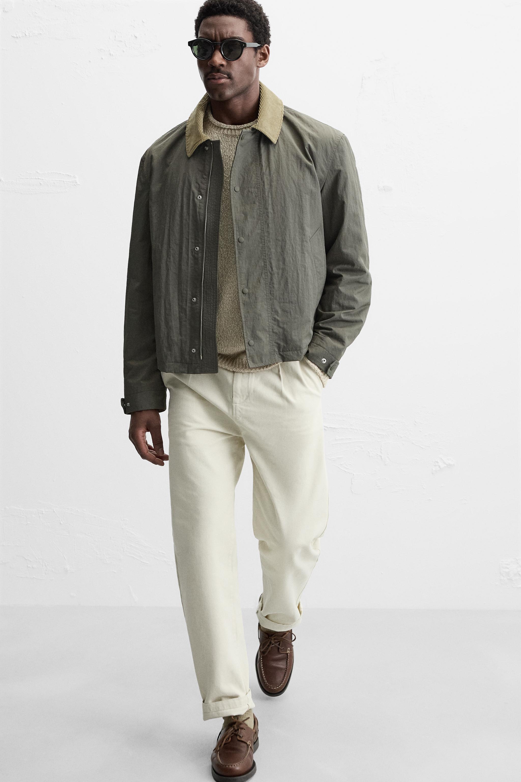 ★ZARA★ JACKET WITH CONTRAST COLLAR Zara + Waxed Jacket With Contrast Collar