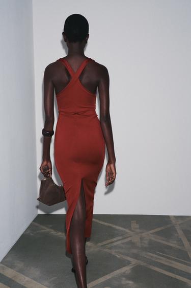 LONG POLYAMIDE DRESS - Burgundy by Zara - Image 2