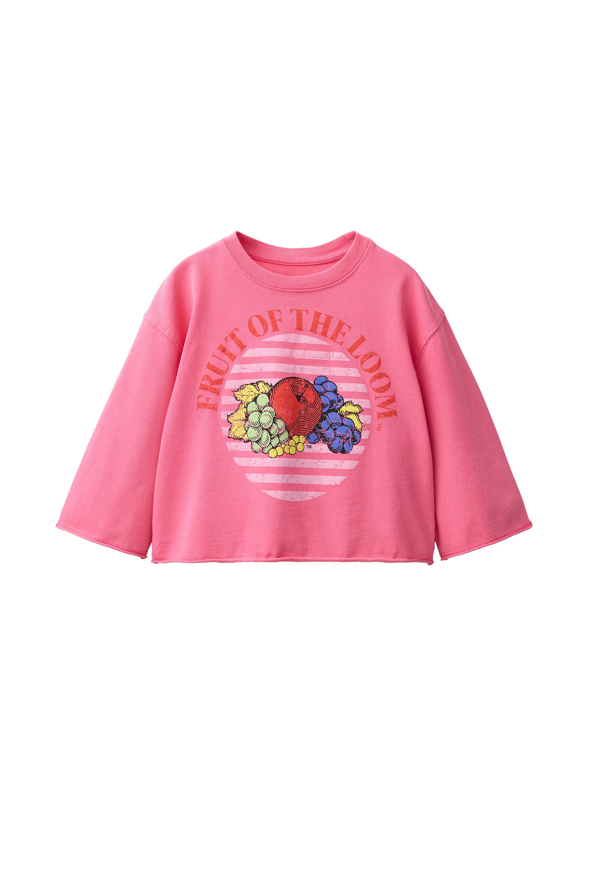 FRUIT OF THE LOOM™ GARMENT-DYED CROPPED PRINTED T-SHIRT - Light