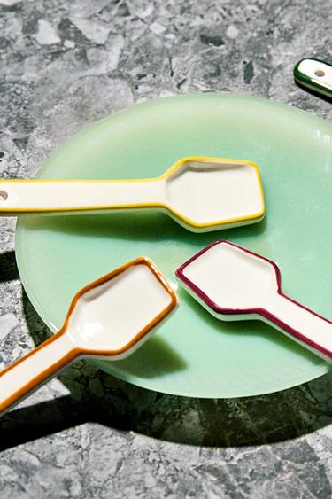 LOT CUILLÈRES À GLACE GRES BORD CONTRASTANT (LOT DE 4) - Blanc de Zara