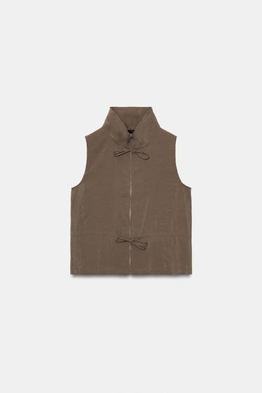 CHALECO FLUIDO CREMALLERA - Marrón chocolate de Zara - Imagen 0