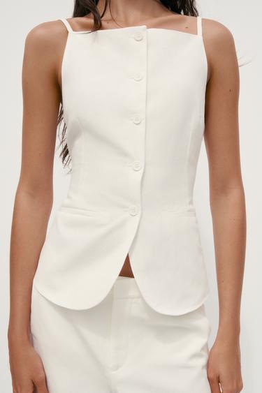 Zara 綴鈕扣上衣背心 - 裸色 - 圖片 0