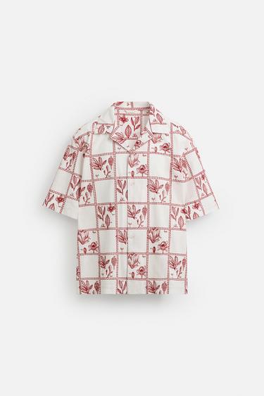 CHEMISE BRODERIES CONTRASTE - Blanc / Rouge de Zara - Image 6