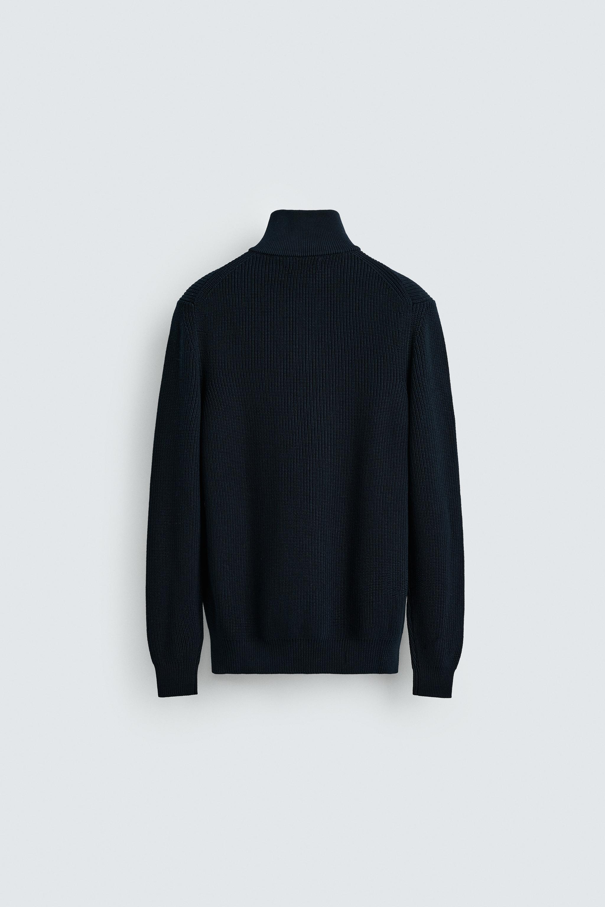 MOCK NECK ZIP-UP SWEATER