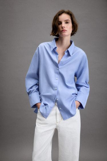 Zara BASIC OXFORD SHIRT - Sky blue