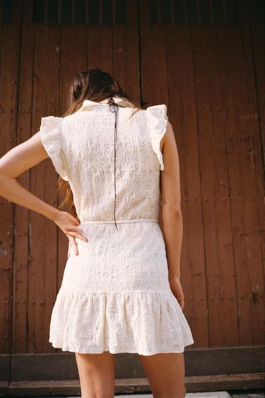EMBROIDERED BELTED DRESS - Ecru by Zara - Image 2