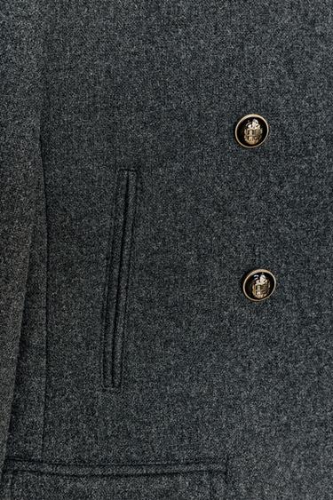 MANTEAU À BOUTONNAGE CROISÉ AVEC LAINE - Gris de Zara - Image 7