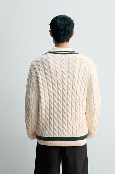 CABLE-KNIT SWEATER - Ecru by Zara