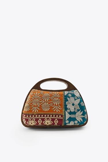 EMBROIDERED WOODEN BOX BAG - Multicoloured by Zara