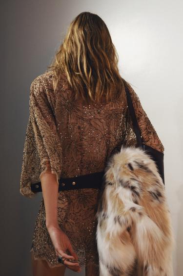 ZW COLLECTION LIMITED EDITION EMBROIDERED SHORT DRESS - Golden by Zara - Image 2