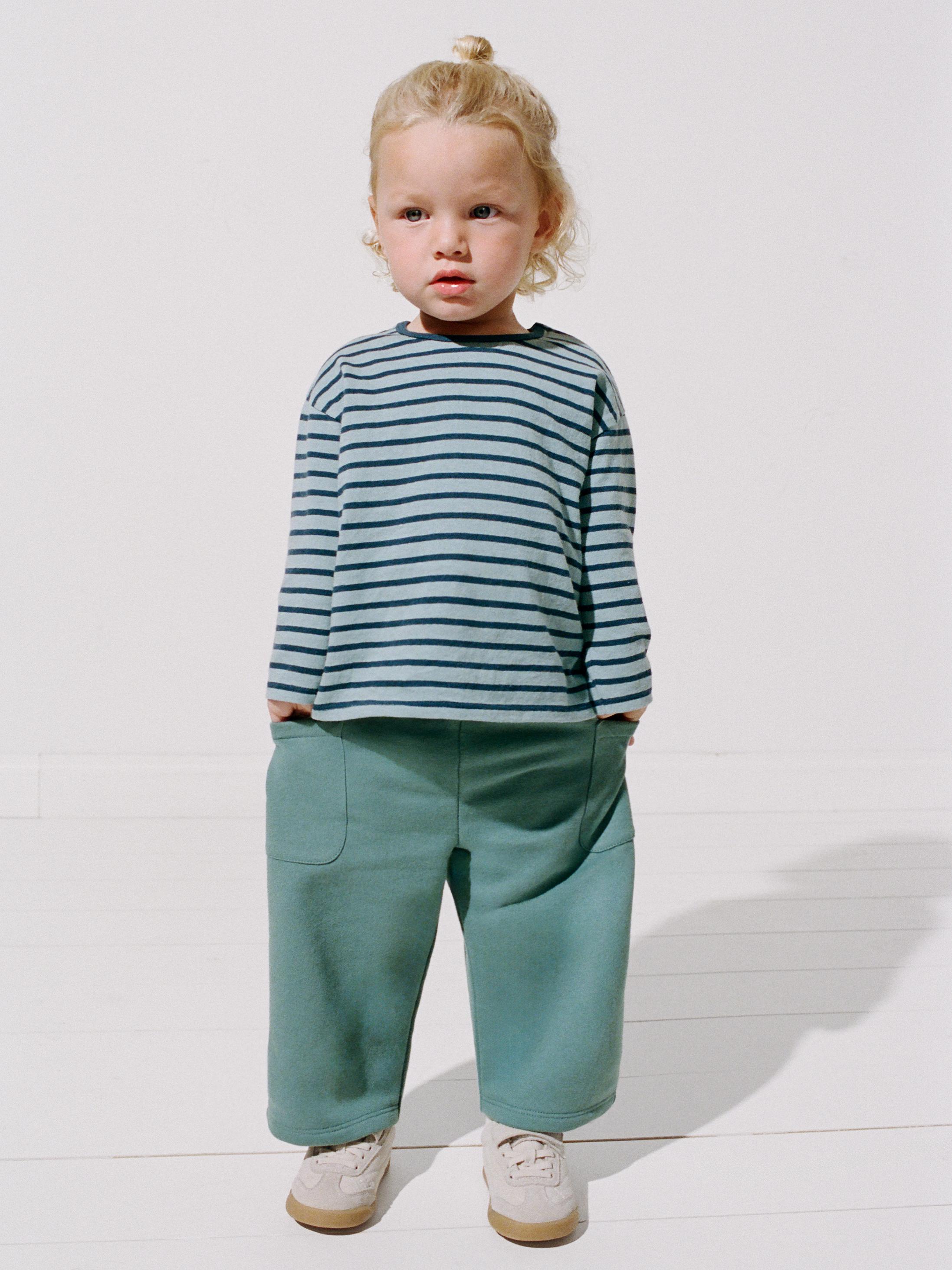 STRIPED LABEL T-SHIRT — Duck green