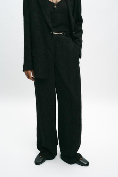 JACQUARD TROUSERS WITH CHAIN BELT - Black by Zara