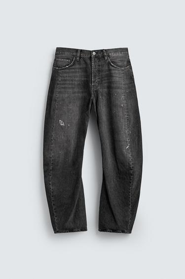 Zara BAČVASTE FARMERKE SA ZAKRENUTIM ŠAVOVIMA – drveni ugljen