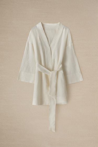 ROBE DE CHAMBRE LIN - Écru de Zara - Image 4