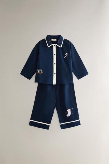 KINDER-PYJAMA-SET MIT WEIHNACHTSAPPLIKATIONEN - MIDNIGHT BLUE von Zara - Bild 0
