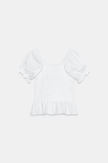 TOP EN MATIÈRES VARIÉES À PLIS - Blanc de Zara - Image 5