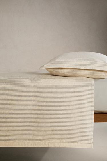 COUVRE-LIT ENFANT RAYURES FIL MÉTALLISÉ - Bleu de Zara - Image 1